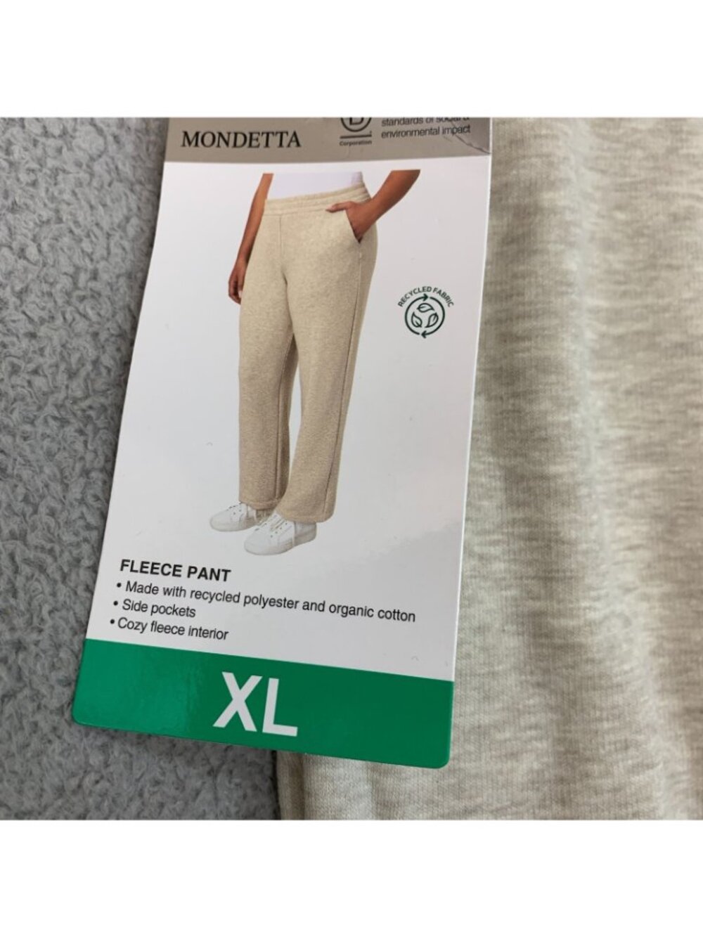 NWT Mondetta Women's XL Fleece Pants Tan Organic Cotton Blend - Picture 9 of 13